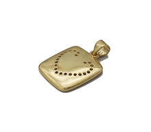 Load image into Gallery viewer, Fuchsia CZ Gold Heart On Square Tag Charm, Sku#LK759
