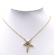 Load image into Gallery viewer, Gold CZ Enamel Black Eye Star Connector Charm, Sku#LK717