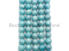 Load image into Gallery viewer, Mystic Plated Ice Blue Jade Round Faceted Beads, SKU#U435