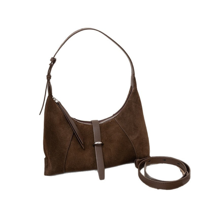 Elegant Genuine Leather Shoulder Bag - Korean Style Crossbody Dumpling Bag for Women