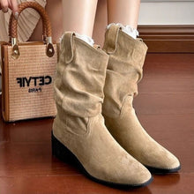 Load image into Gallery viewer, Women's British-Style Chunky-Heel Ankle Boots - Waterproof Casual Flat Boots