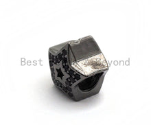 Load image into Gallery viewer, Black CZ Pave On Black Micro Pave Hollow Puffy Star Spacer Beads,sku#C96
