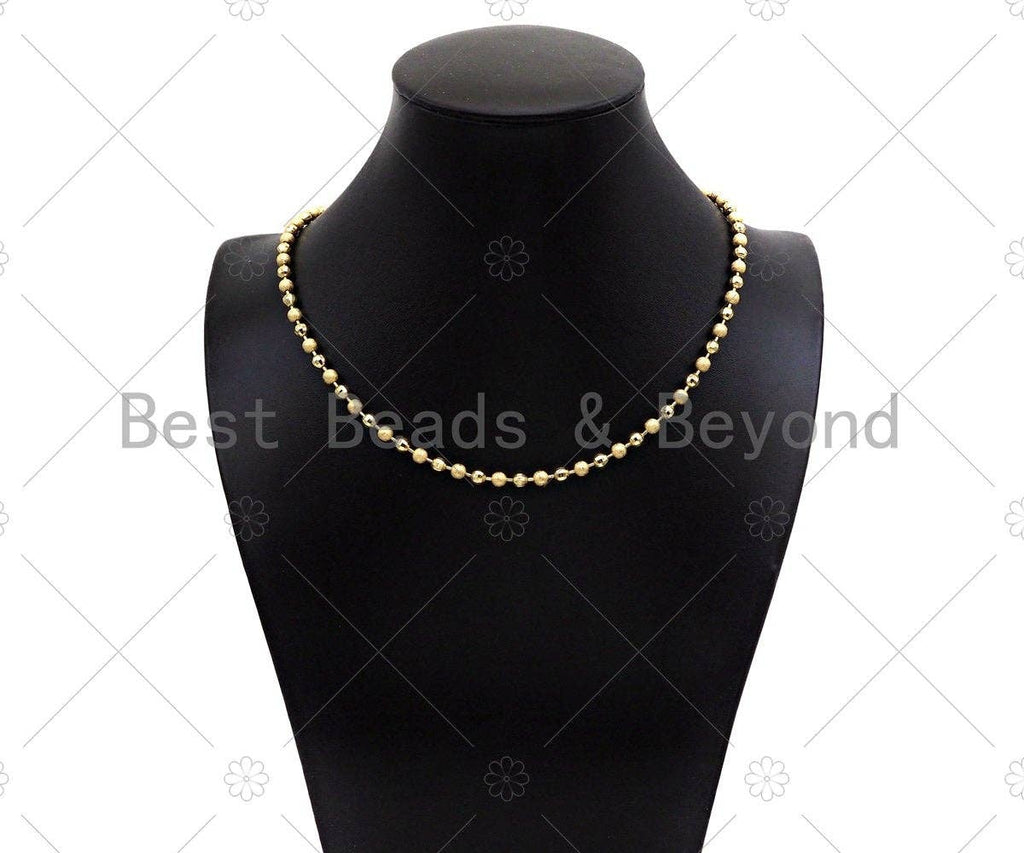Mixed Matte and Shinny Gold 4mm ball Beads Necklace Bracelet with Lock, Gold Ball beads Necklace, Ball beads Bracelet Necklace set, sku#LD70