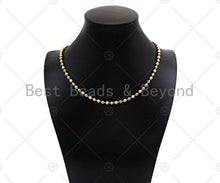 Load image into Gallery viewer, Mixed Matte and Shinny Gold 4mm ball Beads Necklace Bracelet with Lock, Gold Ball beads Necklace, Ball beads Bracelet Necklace set, sku#LD70