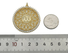 Load image into Gallery viewer, CZ Pave Large Gold Silver Filigree OM Flower Pendant, Sku#B331