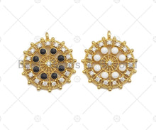 Load image into Gallery viewer, Black white CZ Pave Flower Ferris Wheel Charm, Sku#LK132