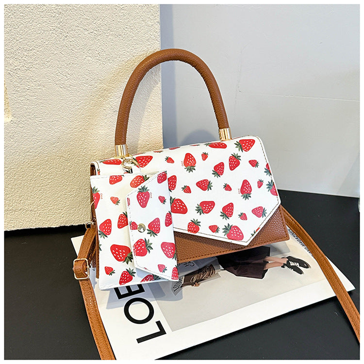 Women's PU Leather Crossbody Bag – Minimalist Square Shoulder Bag with Chain Detail