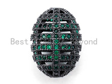 Load image into Gallery viewer, CZ Micro Pave Oval Cage Spacer Beads, Green Purple Blue Black Cubic Zirconia Space Beads, Bracelet Spacer Beads,  16x12mm, sku#G55