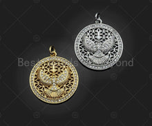 Load image into Gallery viewer, CZ Micro Pave Protection Pendant,Cubic Zirconia Tiercel Eagle Charm,Gold/Silver Tone,22x25mm, Men's Jewerly Findings, sku#L350