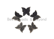 Load image into Gallery viewer, Black CZ Pave Butterfly Spacer Beads,Butterfly Charms, sku#A95
