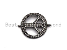 Load image into Gallery viewer, Clear Cz Micro Pave 18x23mm Peace Sign Round Connector, Cubi
