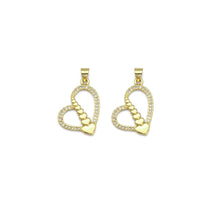 Load image into Gallery viewer, Gold CZ Unbalanced String Heart Charm, Sku#LK879