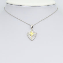 Load image into Gallery viewer, Dual Color CZ Gold North Star On Shield Charm Pendant, Sku#LX749