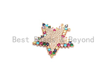 Load image into Gallery viewer, Colorful CZ Clear Micro Pave Star Pendant,Five Star Shaped Pave Pendant,Gold/Rose Gold/Silver/Gunmetal plated,29x31mm, Sku#F716