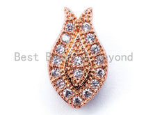Load image into Gallery viewer, CZ Micro Pave Tulip Flower Spacer Beads,Cubic Zironia Gold/Silver/Rose Gold/Black Spacer Beads,12x5x7mm, sku#N18