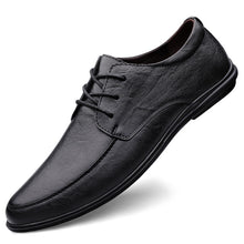 Load image into Gallery viewer, Men's Casual Leather Shoes – Lace-Up Round Toe Soft Sole Comfort Loafer | Black, Coffee, Tan