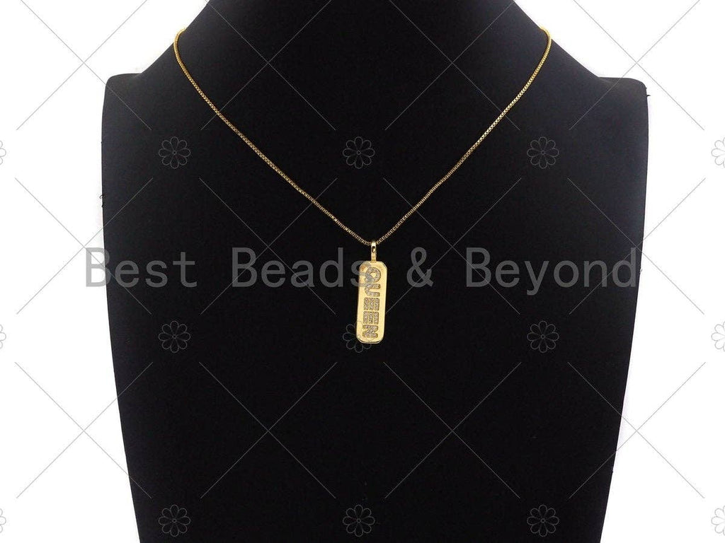 CZ Micro Pave QUEEN Bar Pendant, Cubic Zirconia Strip Pendant, Queen Charm, Micro pave Bar pendant, 10x35mm, sku#LK134