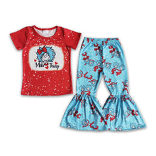 Load image into Gallery viewer, Miss thing red cat bleached shirt bell bottom pants kids girls boutique clothing