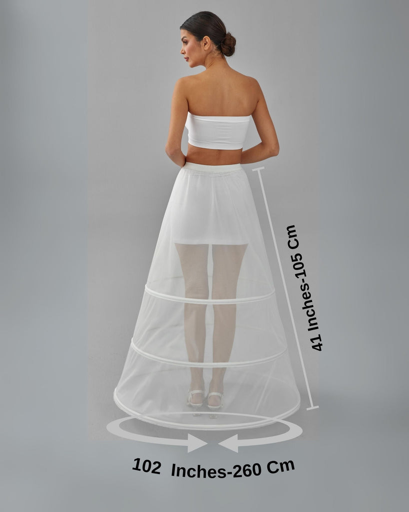 A-line Wedding Dress Underskirt, White Petticoat Skirt, Three Hoop Skirt