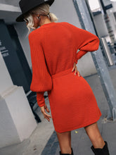 Load image into Gallery viewer, Autumn Winter Mid Length Cardigan Solid Color Women Knitted Lace up Cardigan Sweater Women