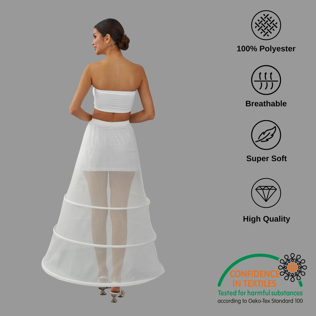 A-line Wedding Dress Underskirt, White Petticoat Skirt, Wide Hoop Skirt