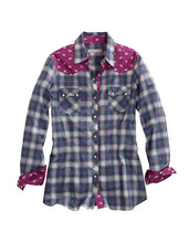 Load image into Gallery viewer, Tin Haul 00167 Star Ombre Plaid (Blue) - Women's Western Shirt