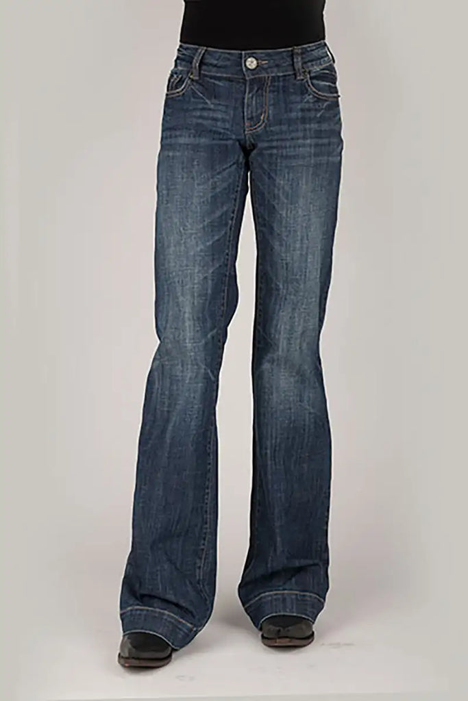 Tin Haul 460 Ella Fit Double Gold Loop Pocket ( Denim Dark Wash ) - Women's Jeans