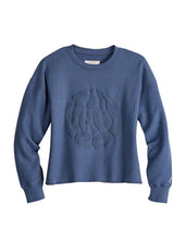 Load image into Gallery viewer, Tin Haul Groovy Embossed Logo (Blue) - Women's Sweatshirt