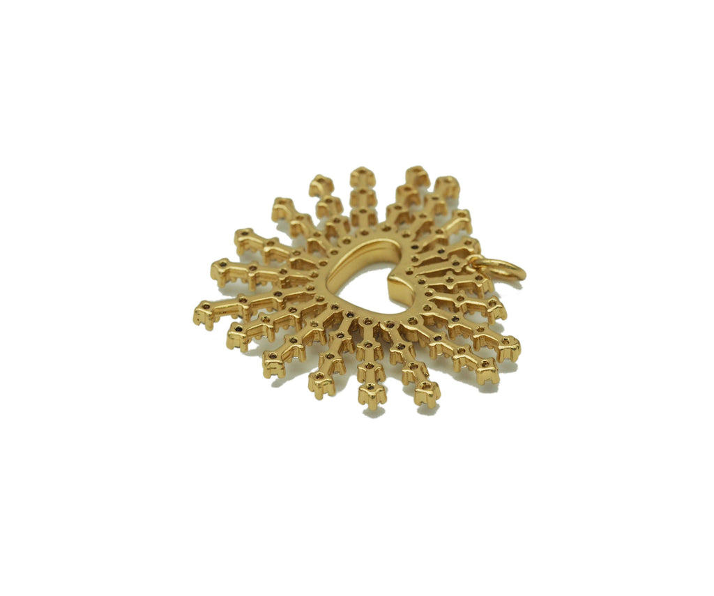 CZ Radical Heart with Sunburst Charm, Sku#L672
