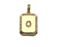 Load image into Gallery viewer, 14K Gold plated Initial Tag Letter Charm, CZ A - Z Alphabet Letter, Personalized Charm for Necklace Jewelry Making, 9x20mm,sku#F1333