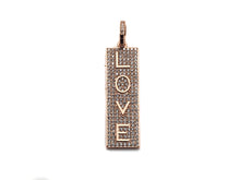 Load image into Gallery viewer, CZ Micro Pave Long Bar Love Pendant, Cubic Zirconia Strip Pendant, Micro pave Rectangle shape pendant, 13x41mm, sku#FH24