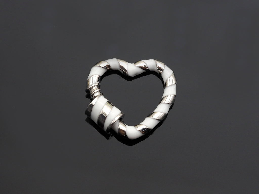 Colorful Enamel Pave Heart Shape Clasp,Silver Plated Screw Clasp, Carabiner Clasp, 22.6x21mm, sku#K76