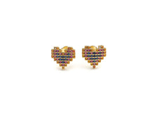 Load image into Gallery viewer, CZ Micro Pave Stud Earring Wires, Heart Shape Earrings, Colorful CZ micro pave earrings, 10mm, sku#J224