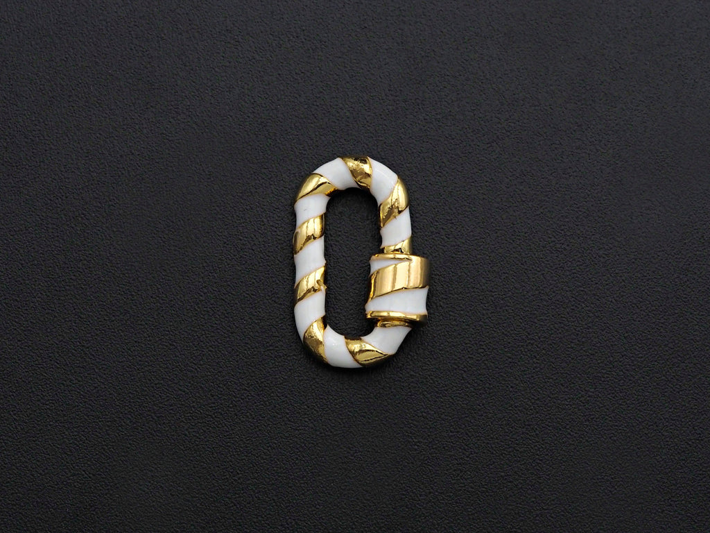 Colorful Enamel Pave Oval Shape Clasp, Carabiner Clasp, White/Black/Rainbow/Blue/Pink Screw Clasp, 12x20mm, sku#H251