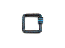 Load image into Gallery viewer, Fully Colorful Cz Micro pave Square Shape Clasp, CZ Pave Black/Blue/Pink/Gold Carabiner Clasp, 23mm, sku#H183