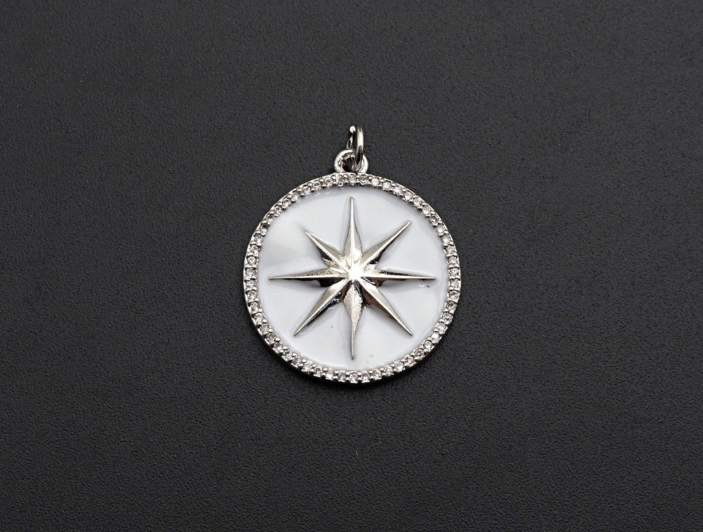 Enamel  North Star Coin Pendant, SKU#F1055
