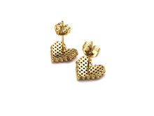 Load image into Gallery viewer, CZ Micro Pave Stud Earring Wires, Heart Shape Earrings, Colorful CZ micro pave earrings, 10mm, sku#J224