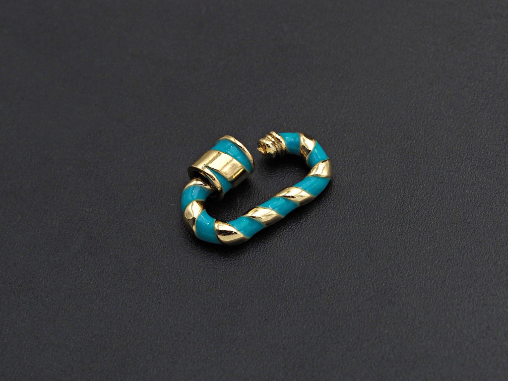 Colorful Enamel Pave Oval Shape Clasp, Carabiner Clasp, White/Black/Rainbow/Blue/Pink Screw Clasp, 12x20mm, sku#H251
