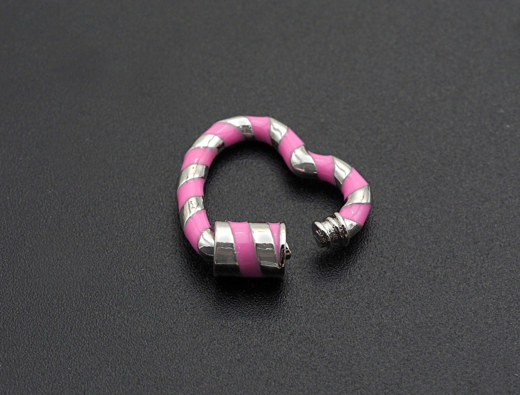 Colorful Enamel Pave Heart Shape Clasp,Silver Plated Screw Clasp, Carabiner Clasp, 22.6x21mm, sku#K76