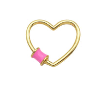 Load image into Gallery viewer, Colorful Baguette CZ Heart Shape Clasp, Gold Plated Clasp, C