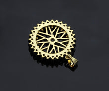 Load image into Gallery viewer, Gold Filigree Flower On CZ Micro Pave Round Ring Charms, Gold Charms, CZ Pave Pendant,Necklace Charms, 24x26mm, Sku#F1280