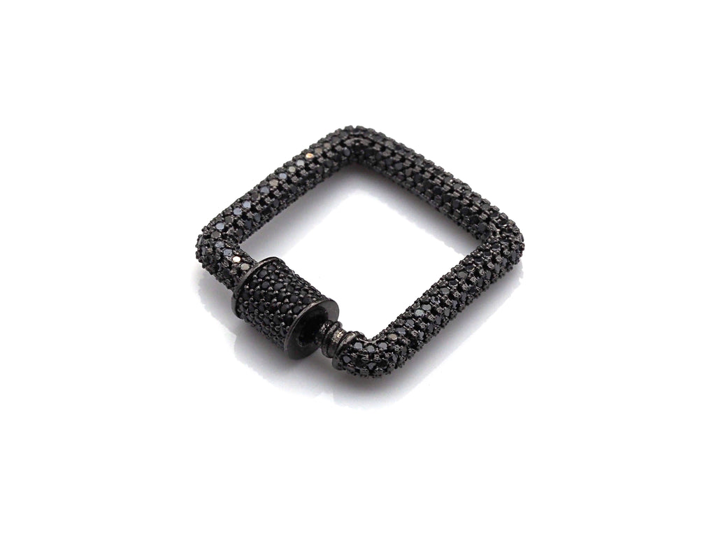 Fully Colorful Cz Micro pave Square Shape Clasp, CZ Pave Black/Blue/Pink/Gold Carabiner Clasp, 23mm, sku#H183