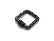 Load image into Gallery viewer, Fully Colorful Cz Micro pave Square Shape Clasp, CZ Pave Black/Blue/Pink/Gold Carabiner Clasp, 23mm, sku#H183