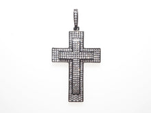 Load image into Gallery viewer, Large CZ Micro Pave Cross Pendant with Cross Symbol,Gold/Silver/Black/Rose Gold Cross,Cubic Zirconia Jewelry Findings,28x38mm,sku#F484