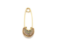 Load image into Gallery viewer, Colorful CZ Micro pave Safety Pin Lock Clasp, CZ Pave Pin Lock Clasp, Colorful Connector, 10x32mm, sku#F1171