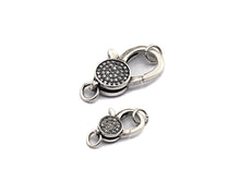 Load image into Gallery viewer, Antique Silver CZ Micro Pave Lobster Claw Clasp/Link Connector with Jump Ring,Pave Claw Clasp,11x16/13x20mm/16x24mm,sku#H170