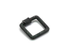 Load image into Gallery viewer, Fully Colorful Cz Micro pave Square Shape Clasp, CZ Pave Black/Blue/Pink/Gold Carabiner Clasp, 23mm, sku#H183