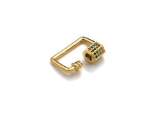 Load image into Gallery viewer, Colorful CZ Micro pave Rectangle Shape Clasp, CZ Pave Clasp, 24K Gold Carabiner Clasp, 15x20mm, sku#H192