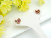 Load image into Gallery viewer, CZ Micro Pave Stud Earring Wires, Heart Shape Earrings, Colorful CZ micro pave earrings, 10mm, sku#J224