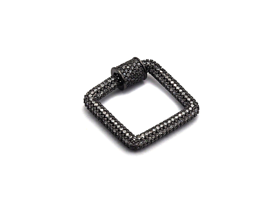 CZ Micro Pave Square Shape Clasp, Gold/Rose gold/Gunmetal/Silver Plated Carabiner Clasp, 23x23mm, sku#H158